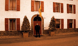 Abi in front of Enzo Ferrari's home in Fiorano